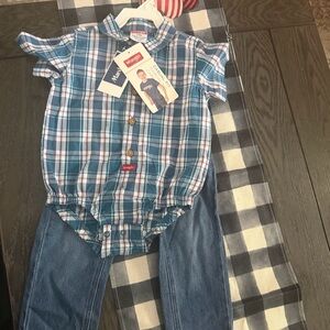 Wrangler Baby Plaid Bodysuit and Jeans Set 24 months